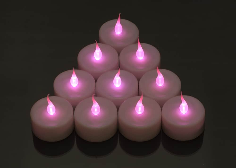 48 Pink Flameless Battery Operated LED Flickering Amber Tea light Candles 