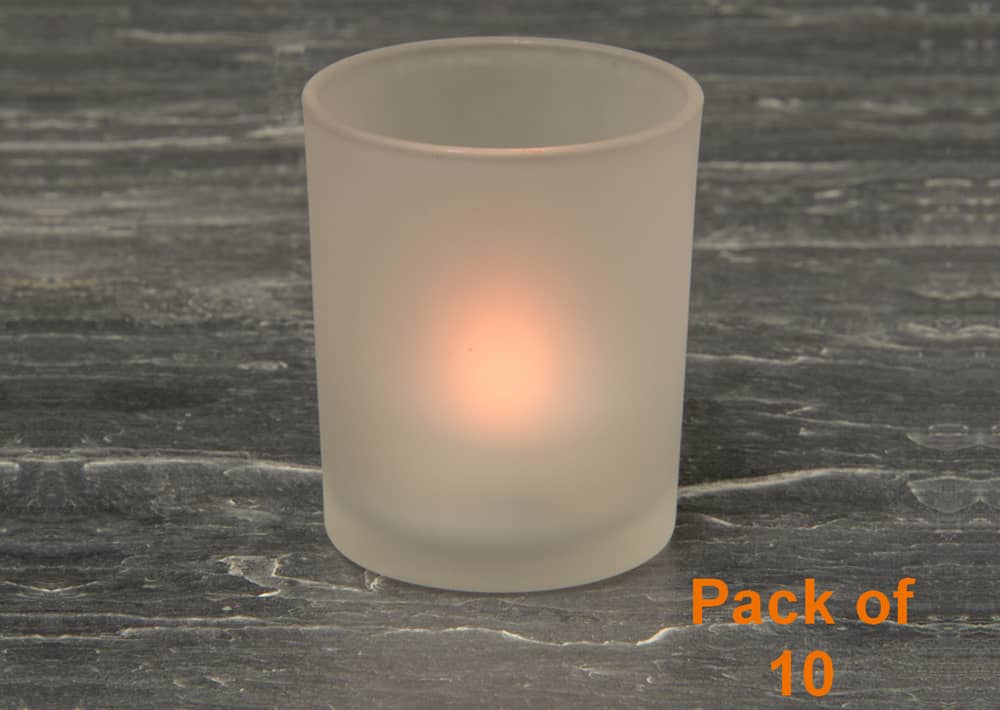 Frosted Glass Holder and Amber Flame  Tea Light SC2621A