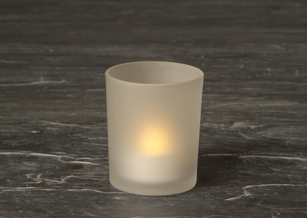 Frosted Glass Holder and Amber Flame  Tea Light SC2621A